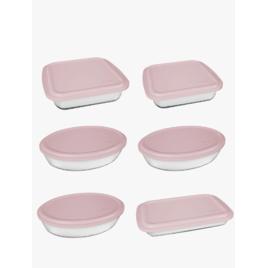 Conjunto Assadeiras 6 Peças com Tampa Cor Rosa - Marinex