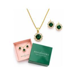 Conjunto Colar Brinco Zirconia Folheado A Ouro Presente
