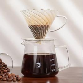Conjunto de Cafeteira de Gotejamento iCoffee V60 500 mL em Vidro Transparente com 50 Filtros de Papel