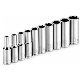 Conjunto De Soquete Profundo Métrico De 1/4 Polegada 10 Peças