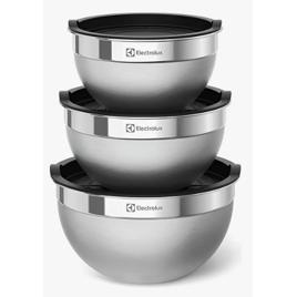 Conjunto Electrolux com 3 Bowls Tigelas Inox com Tampa Plástica