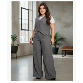 Conjunto Feminino Plus Size Colete E Calça Pantalona