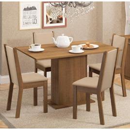 Conjunto Mesa de Jantar Madesa Talita Mesa Tampo de Madeira 4 Cadeiras