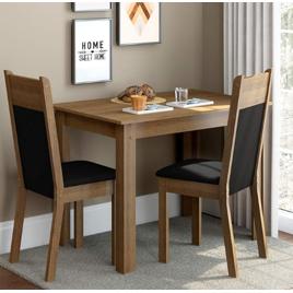 Conjunto Sala de Jantar Madesa Lola Mesa Tampo de Madeira com 2 Cadeiras - Rustic/Preto/Sintético Preto