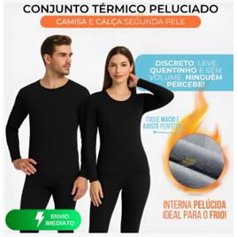 Conjunto Segunda Pele Térmica Flanelado Frio Intenso Preto