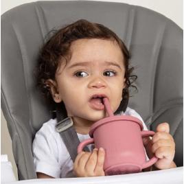 Copo de Silicone com Canudo Infanti, Snack Piccolo, Rosa