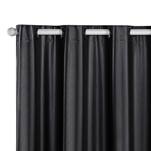 Cortina Blackout PVC 2,20x1,30m Palha Bloqueio 100% Luz com Ilhós para Varão (Preto)
