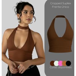 Cropped Top Amarraçao No Pescoço Poliamida Blogueira Balada