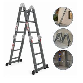 Escada Articulada Extensível Multifuncional Carbono 4x3 12 Degraus 3,35m Dobrável Suporta 150Kg - Alui Garden