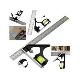Esquadro Combinado Marceneiro Profissional 12pol 300mm Inox