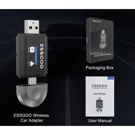 ESSGOO Adaptador Carplay De Carro Conversor Sem Fio Wireless Carplay Android Auto Para iPhone