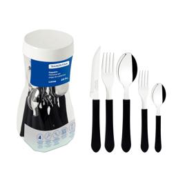 Faqueiro Tramontina Leme com Lâminas em Aço Inox e Cabos de Polipropileno Preto 20 Peças