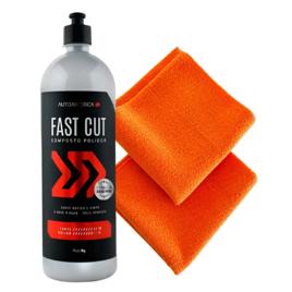 Fast Cut Autoamerica Composto Polidor Corte 1kg +2 Flanelas