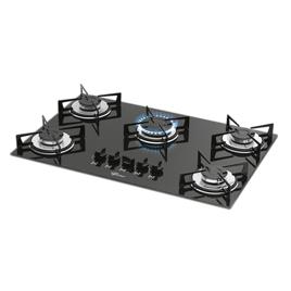 Fischer Cooktop à Gás 5 Bocas Mesa Vidro Preta Bivolt 1642-6985