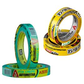 Fita Crepe Automotiva Verde E Amarelo Para Pintura Porta Janela Carro Moto Uso Geral Profissional