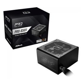 Fonte ASRock Pro, 650W, 80 Plus Bronze, ATX 3.1, PFC Ativo, Preto
