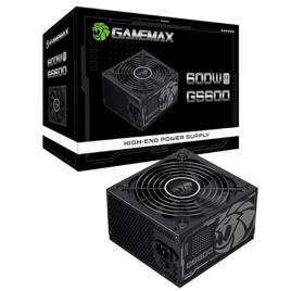 Fonte Gamemax GS600, 600W, 80 Plus White, PFC Ativo, Com Cabo, Preto