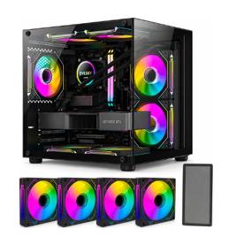 Gabinete Gamer Hayom Aquário Com 4 Cooler Fan Led Rgb
