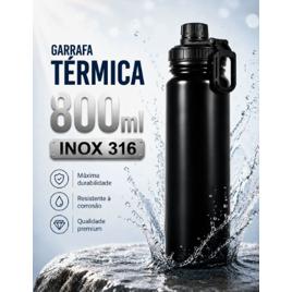 Garrafa Térmica 800ml Água Azarte Inox Academia Com Alça