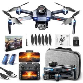 GT8 Drone Com Camera, 5G Drone Profissional, 4K HD Câmeras, FPV Motores Brushless, Controle Remoto com HD Tela, Quadricóptero Bolsa De Transporte