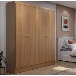 Guarda-roupa 4 Portas Renzo Solteiro 135cm 5 Nichos Quarto Cor Carvalho