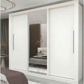 Guarda-roupa Casal Branco 3 Portas Corrediça Espelhada Milão MDF Yescasa