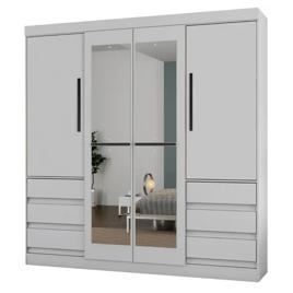 Guarda-roupa Casal com Espelho 4 Portas 6 Gavetas Araplac Atraente Sofia
