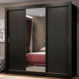 Guarda Roupa Casal Madesa Mônaco 3 Portas de Correr com Espelho