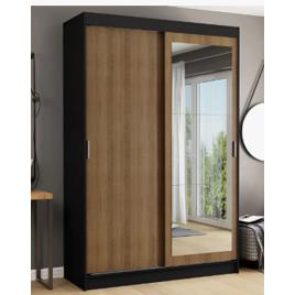 Guarda-roupa Solteiro Tokio Madesa 2 Port C Espelho 2 Gav Pr Cor Preto/Rustic 10976E1E