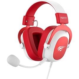 Havit Headphone H2002d Red, Gamer, com Microfone, compatível com XBOX ONE, PS4 e PC - Cor Vermelho e Branco