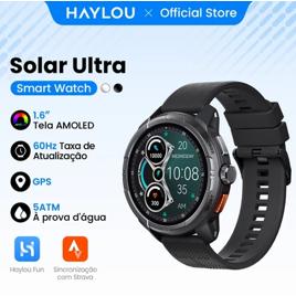 Haylou Solar Ultra SmartWatch Esportivo GPS 1.6"AMOLED 60Hz Display 5ATM 22Dias Bateria Relógio Inteligente À Prova D'água