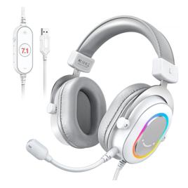 Headset Gamer Fifine H6W, 7.1 Surround, Drivers de 50mm, RGB, USB, White