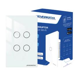 Interruptor Inteligente Wifi, 4 Teclas Botões Touch Tuya Smart Life Alexa Google 110V 220V Bivolt Branco