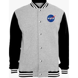 Jaqueta Colegial Moletom Masculina Feminina Nasa sem Bolso, preto, rosa, cinza