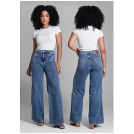 Jeans Sawary Feminina Calca Wide Leg_282975