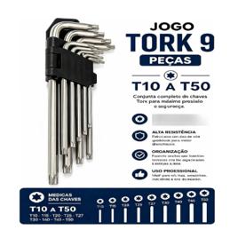 Jogo De Chaves Torx Longa T10 A T50 9 Peças