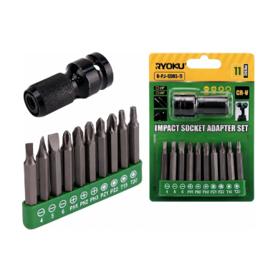 Jogo De Bits 11 Pecas Com Adaptador De Impacto Crv Ryoku