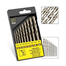 Jogo de Brocas HSS Eda 13 Peças Aço Rápido Para Metal 1,5 a 6,5mm