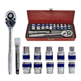 Jogo De Kit Soquetes Sextavado 8mm A 24mm 1/2 Catraca 12 Peças