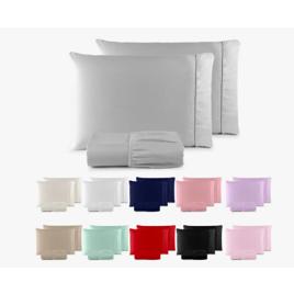 Jogo De Lençol 400 Fios Ponto Palito Cama Queen 3 Pçs Saldão
