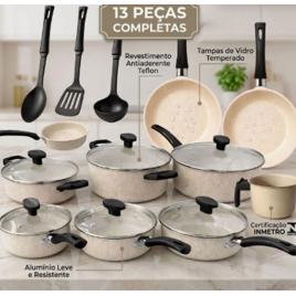 Jogo De Panelas 13 Peças Antiaderente Kit Cozinha Completa