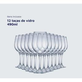 Jogo de Taças para Vinho Ruvolo de Vidro, 490 mL – Kit com 12 Peças