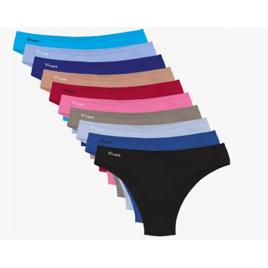Kit 10 Calcinha Feminina De Algodão Tanga Lisa Conforto Vies