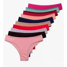 Kit 10 Calcinha Microfibra Feminina Calcinhas Algodão Tanga