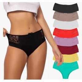 Kit de Calcinhas 10 unidades Cós Alto Detalhes Em Renda Lingerie