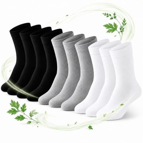 Kit 10 Pares de Meias Masculinas Cano Longo, Algodão Premium, Preto, Branco e Cinza, Confortável