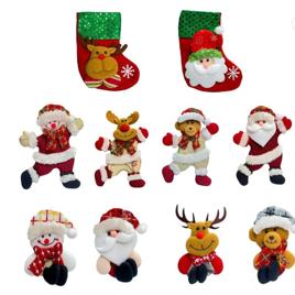 Kit 10 Pendentes Pelúcia Enfeite Árvore De Natal Papai Noel Grande 16cm Decoração LuvinCo