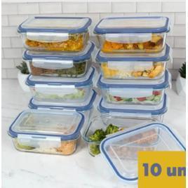 Kit 10 Pote De Vidro Marmita Hermético 640ml Freezer Fitness Rishon