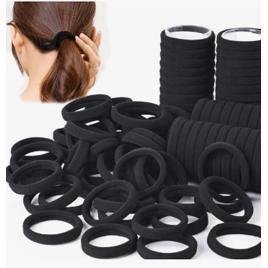 Kit 100 Elástico Rabico Xuxinha De Cabelo Chuchinha Preta