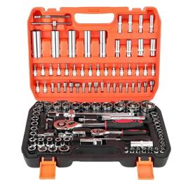 Kit 108 Peças De Soquetes Com Catraca Reversível 1/2 Jogo Completo De Ferramentas Em Aço Resistente